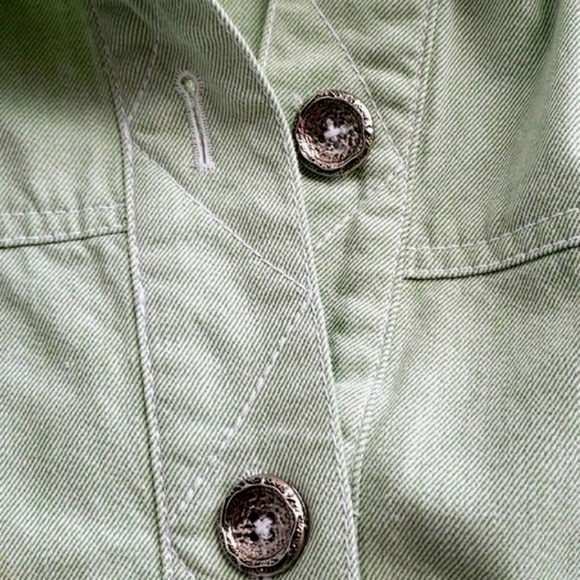 SUSAN GRAVER DENIM JACKET SZ L LIGHT GREEN - Picture 5 of 8